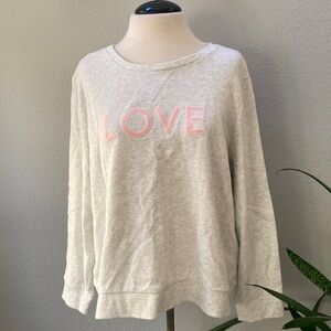 Banana Republic Light Gray Sweatshirt with Pink Love Design XL